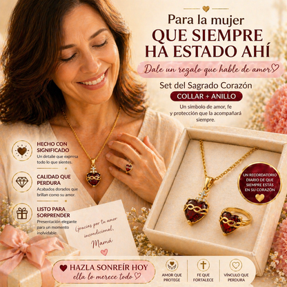 Combo Anillo y Collar del Sagrado Corazón para Mamá