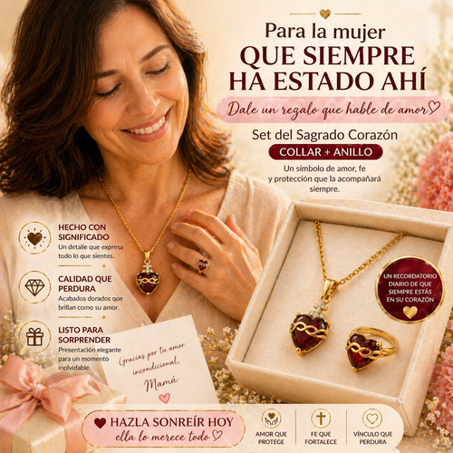Combo Anillo y Collar del Sagrado Corazón para Mamá