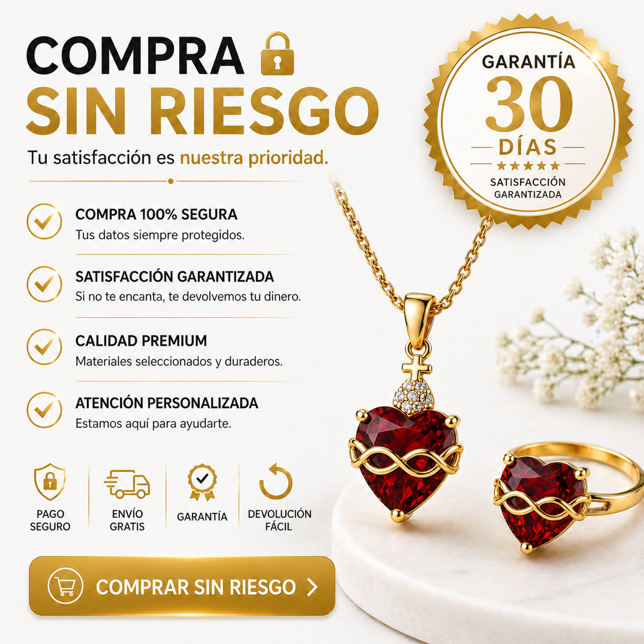 Combo Anillo y Collar del Sagrado Corazón para Mamá